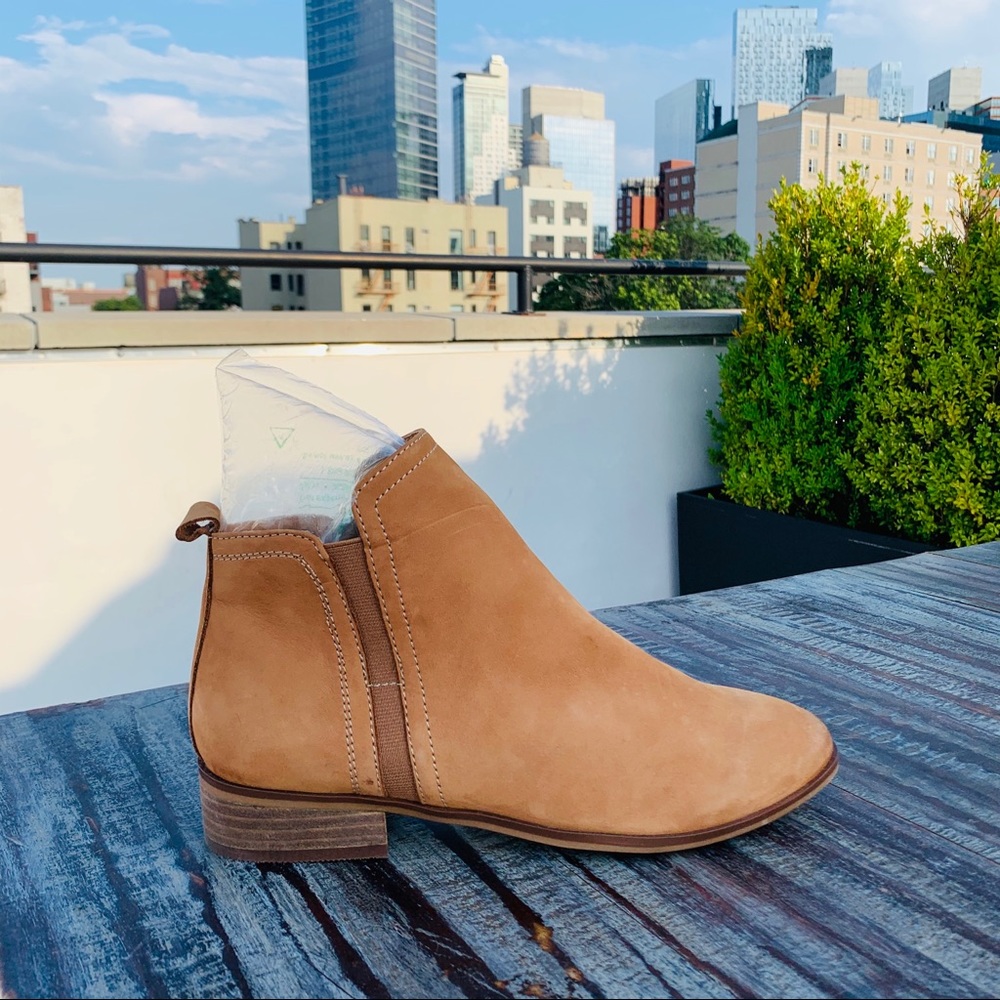 ALDO NEW Camel Ombre Tan Leather Zip BlockHeel Chelsea Boots - Picture 2 of 16